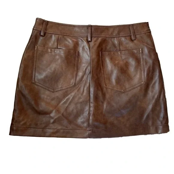 Revolve Tularosa Med Becca Faux Leather Mini Skirt Walnut Brown NWOT MSRP $168 - Picture 3 of 7